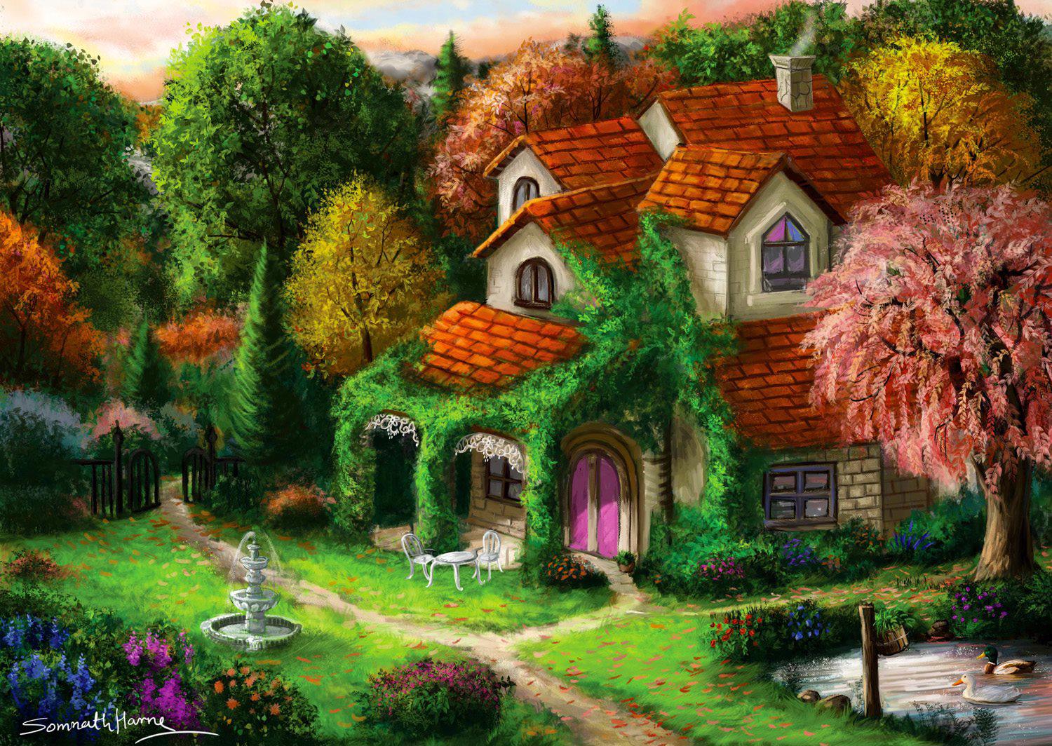 Puzzle Sommerhus i skoven