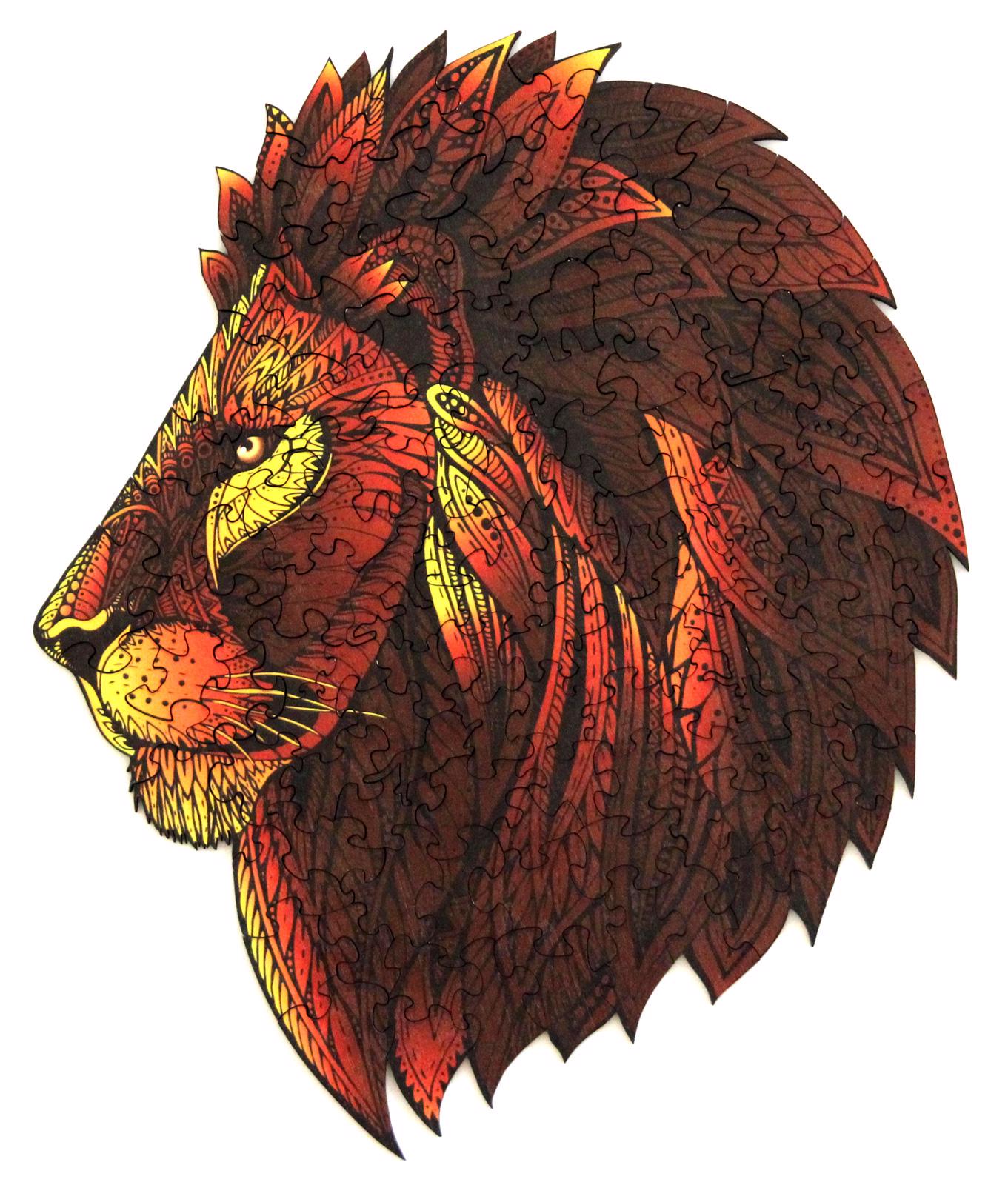 Puzzle Leão colorido de madeira