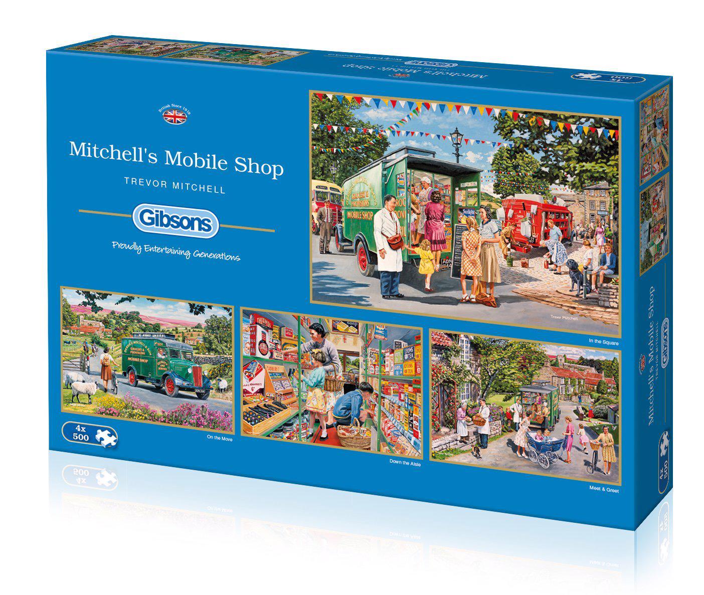 Puzzle 4x500 Mitchell's: Obchod na kolesách