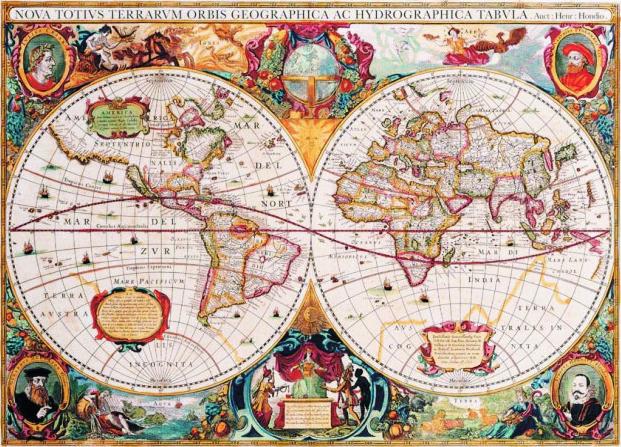 Puzzle Oude wereldkaart GOUD puzzel