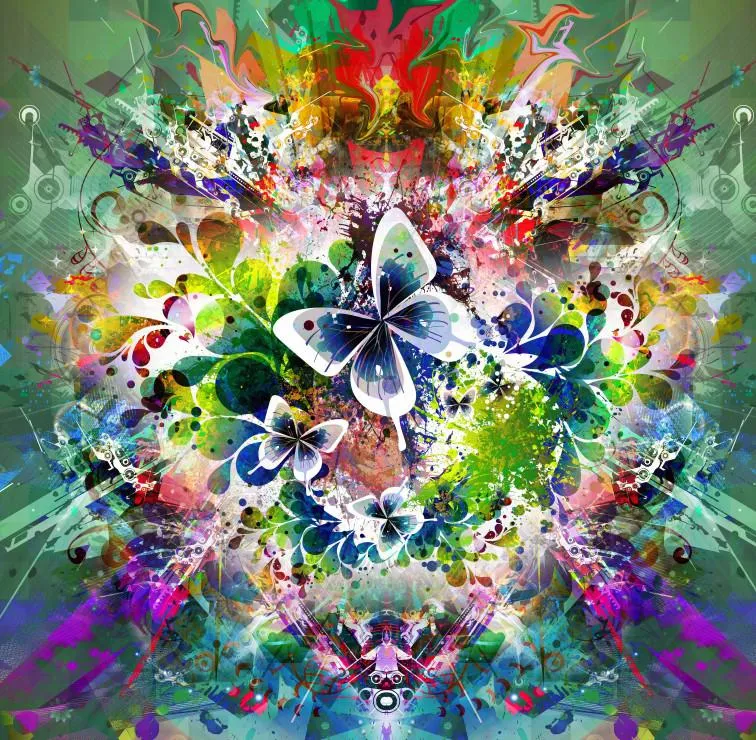 Puzzle Цветы и бабочки - 1000