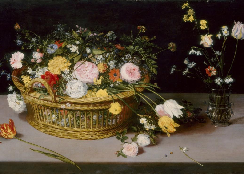 Puzzle Jan Brueghel - Flowers in a Basket and a Vase, 1615, 500