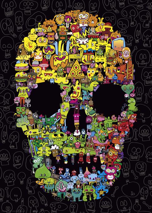Puzzle Burgerman - Doodle Skull