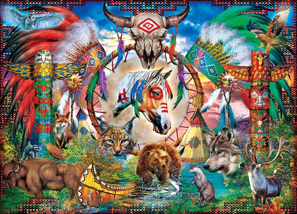 Puzzle Colecție Premium - Animale spirit tribale
