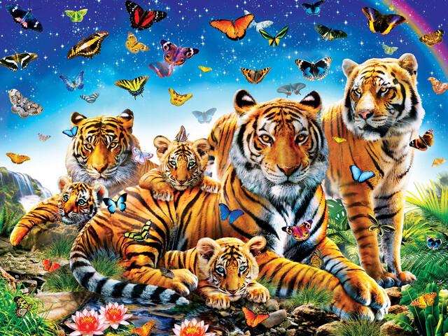 Puzzle tigre y mariposas