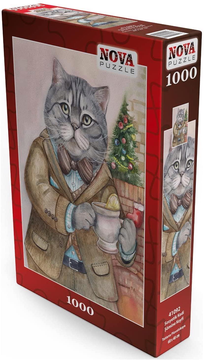 Puzzle Brittisk katt julgran