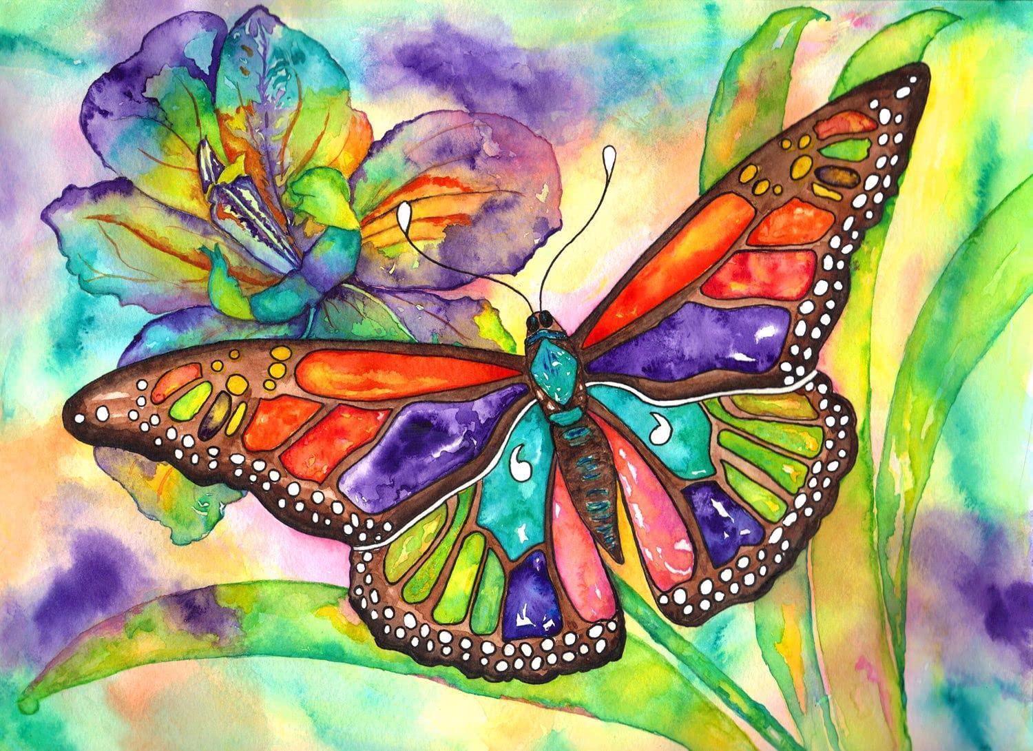 Puzzle Kleurrijke vlinder 1000