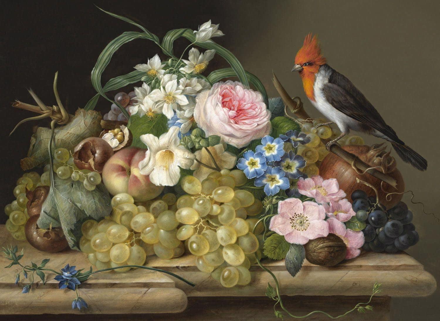 Puzzle Flower Fruits and Bird Still Life