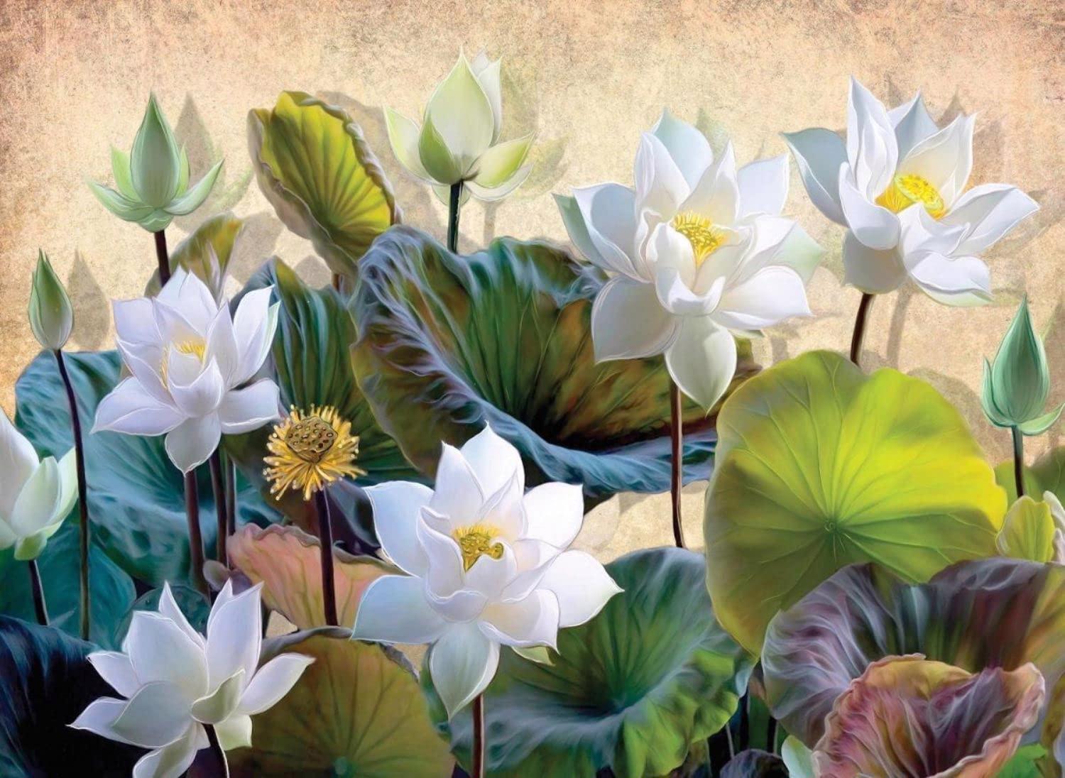 Puzzle White Lotus Flowers