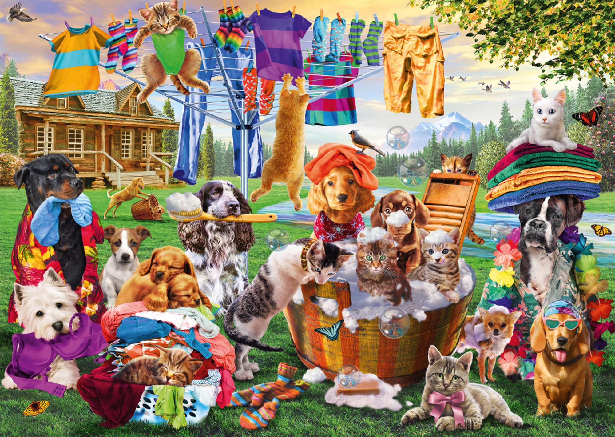 Puzzle Loco jardín de mascotas 1000