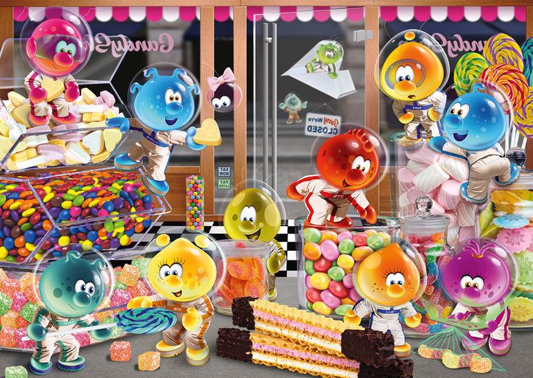 Puzzle Gelini: Fericiți împreună în magazinul de bomboane