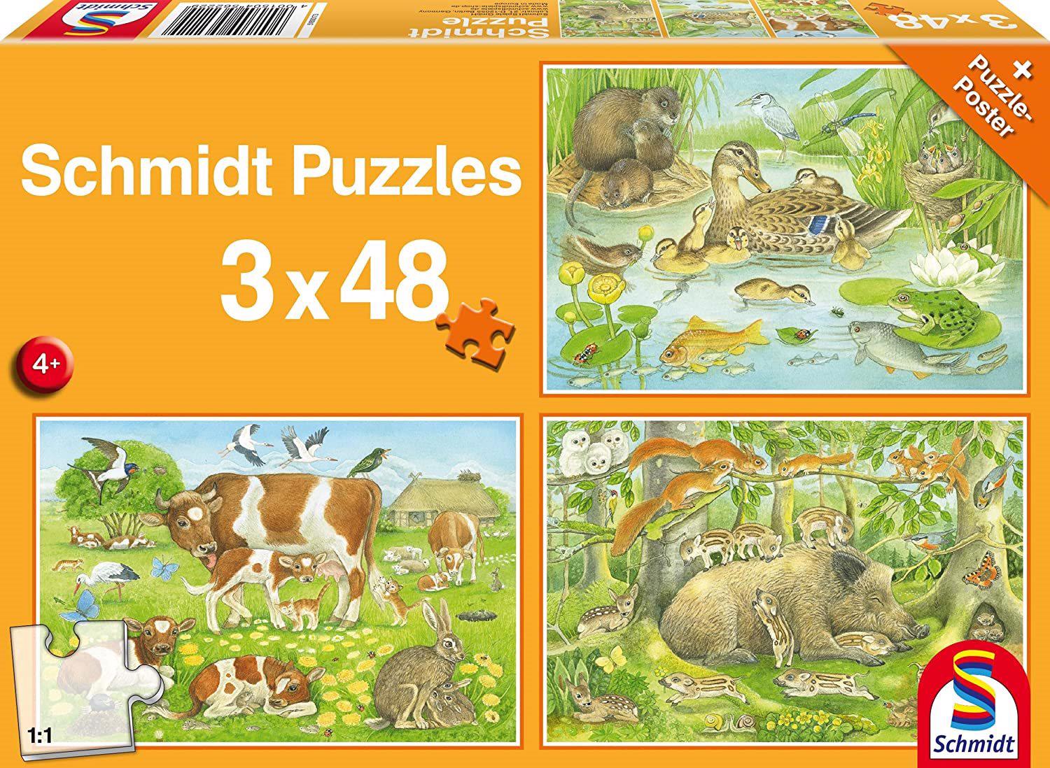 Puzzle 3x48 Tierfamilie