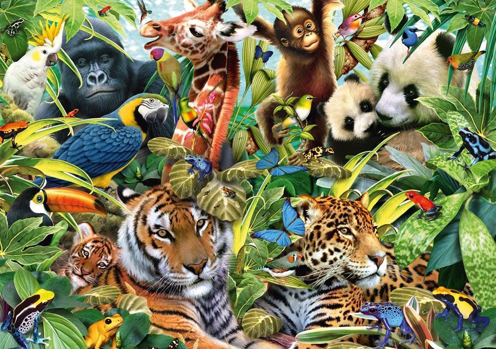 Puzzle reino animal colorido