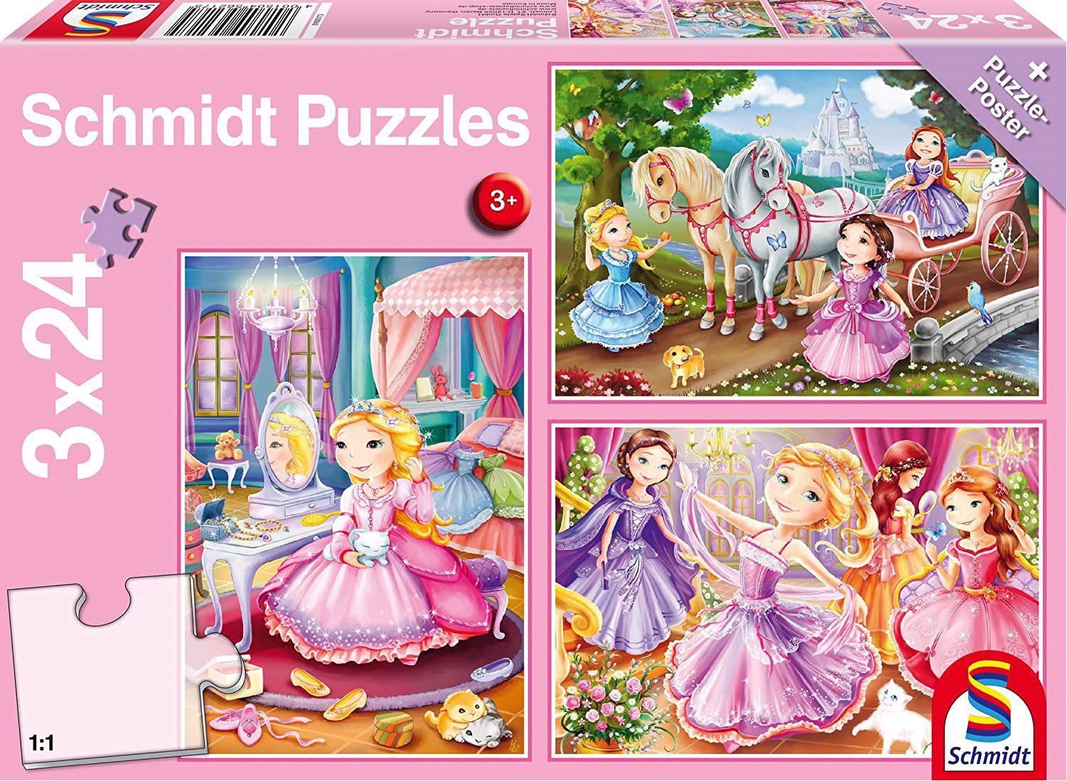 Puzzle 3x24 Eventyrprinsesser