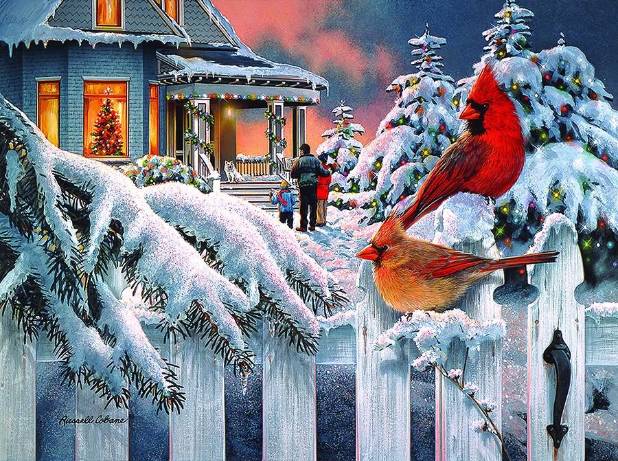 Puzzle Cardinals at Home for Christmas