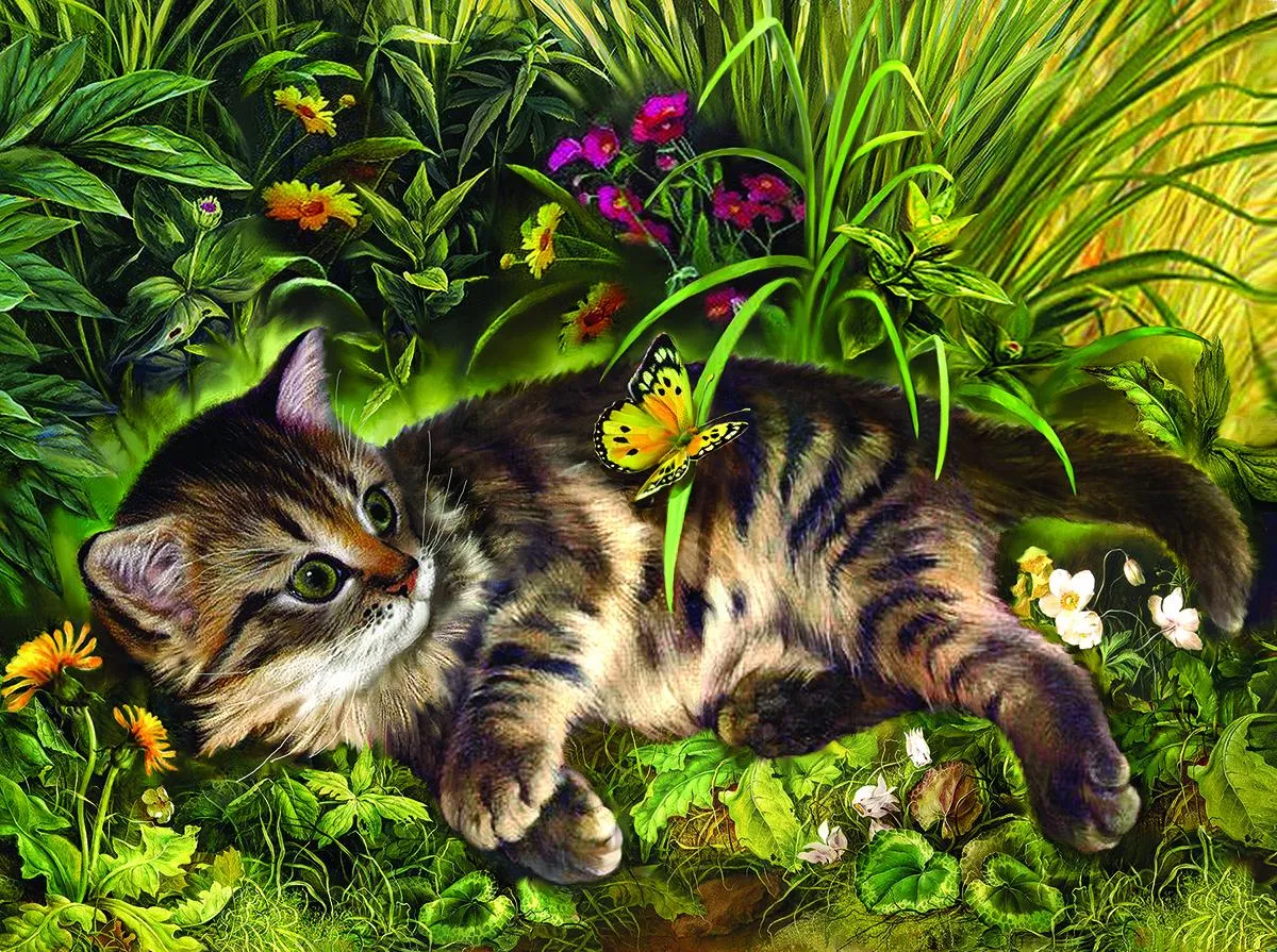Puzzle Strelkina - Garden Kitten Play