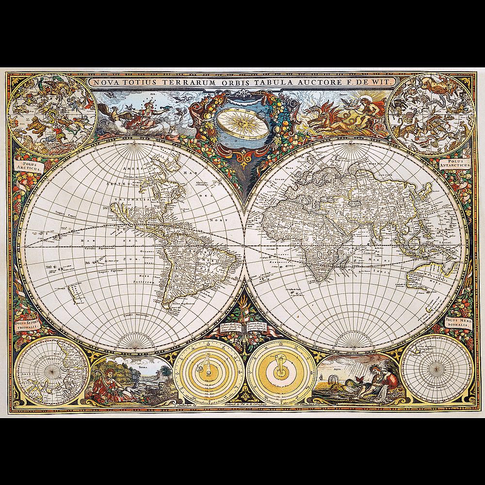 Puzzle Mappa di legno del mondo antico, 1 000 Pezzi