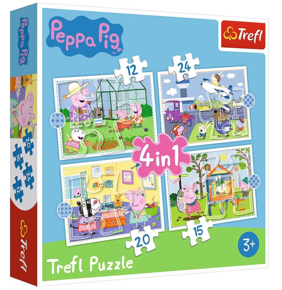 Puzzle 4in1 Piggy Peppa vakantie