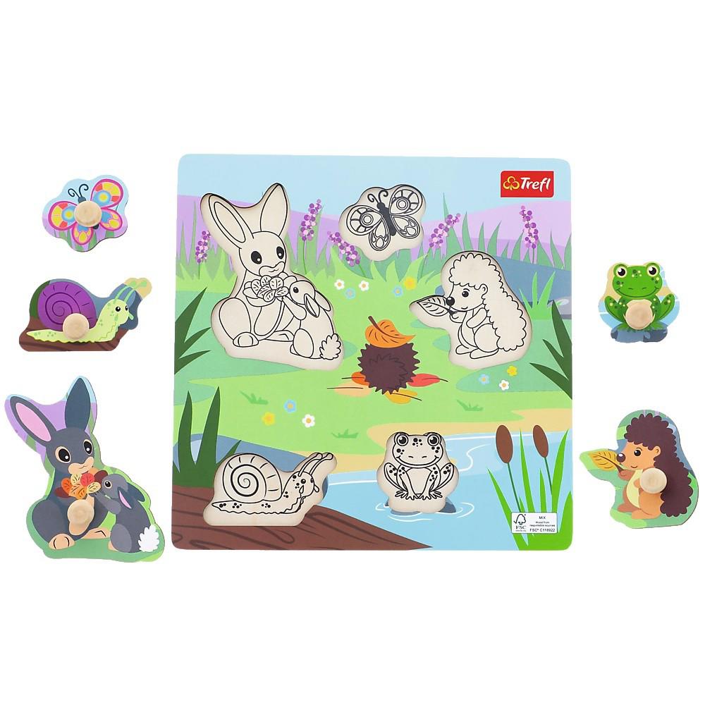 Puzzle Animals on the meadow - wooden
