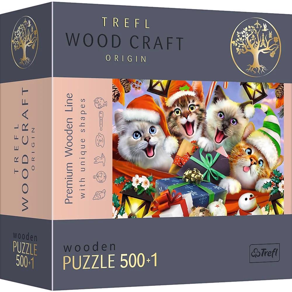 Puzzle Christmas kitties - wooden