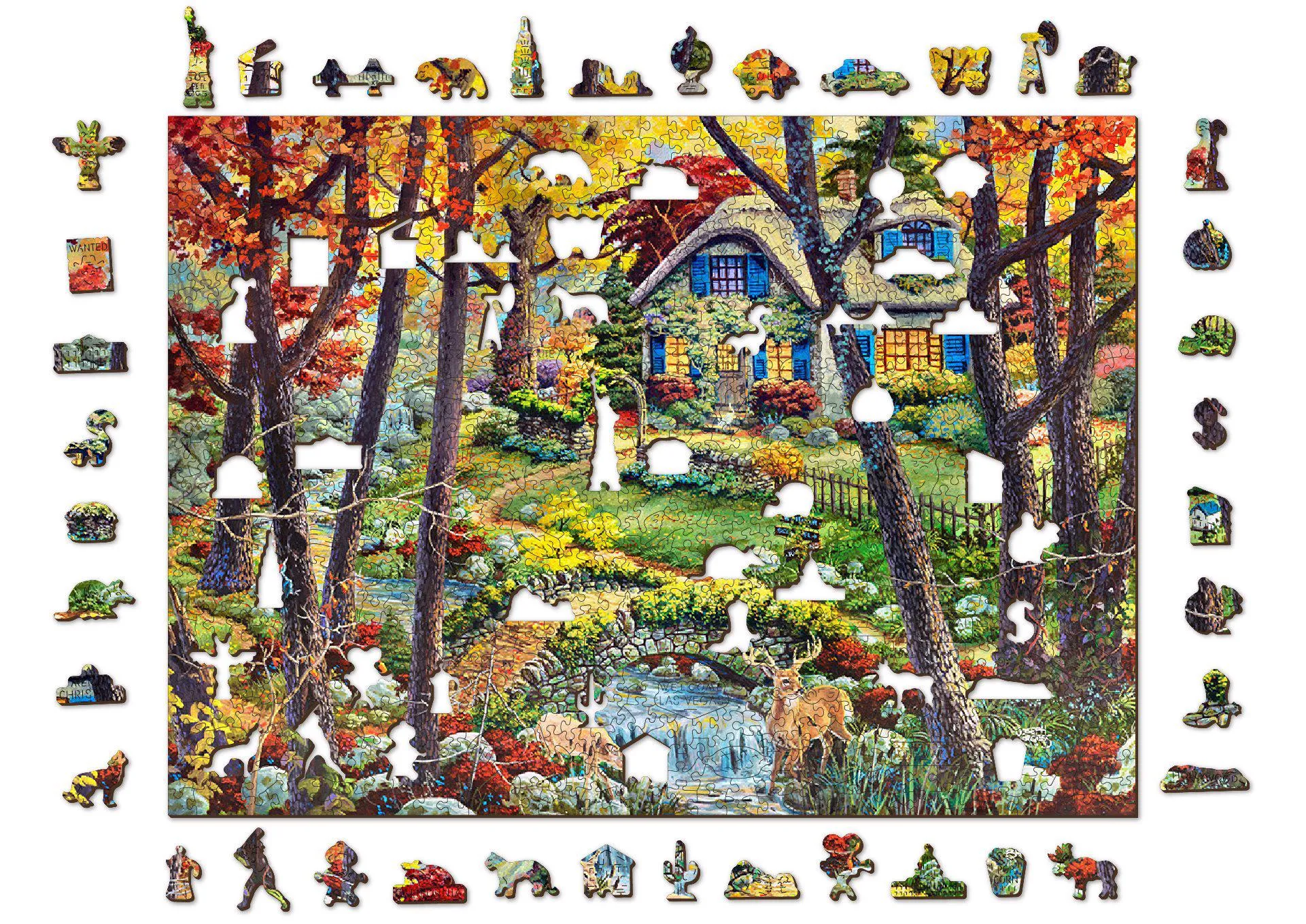 Puzzle Ένα εξοχικό σπίτι στο δάσος ξύλινο