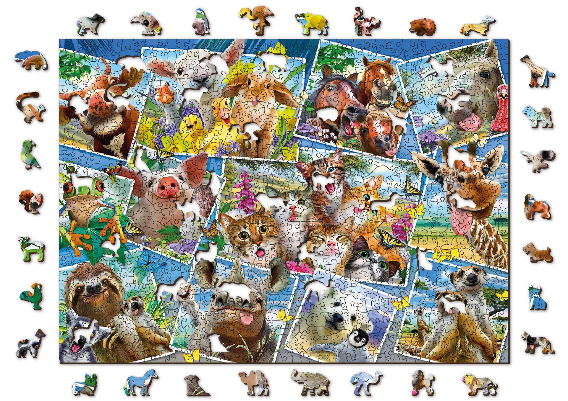 Puzzle Пощенски картички с животни дървени