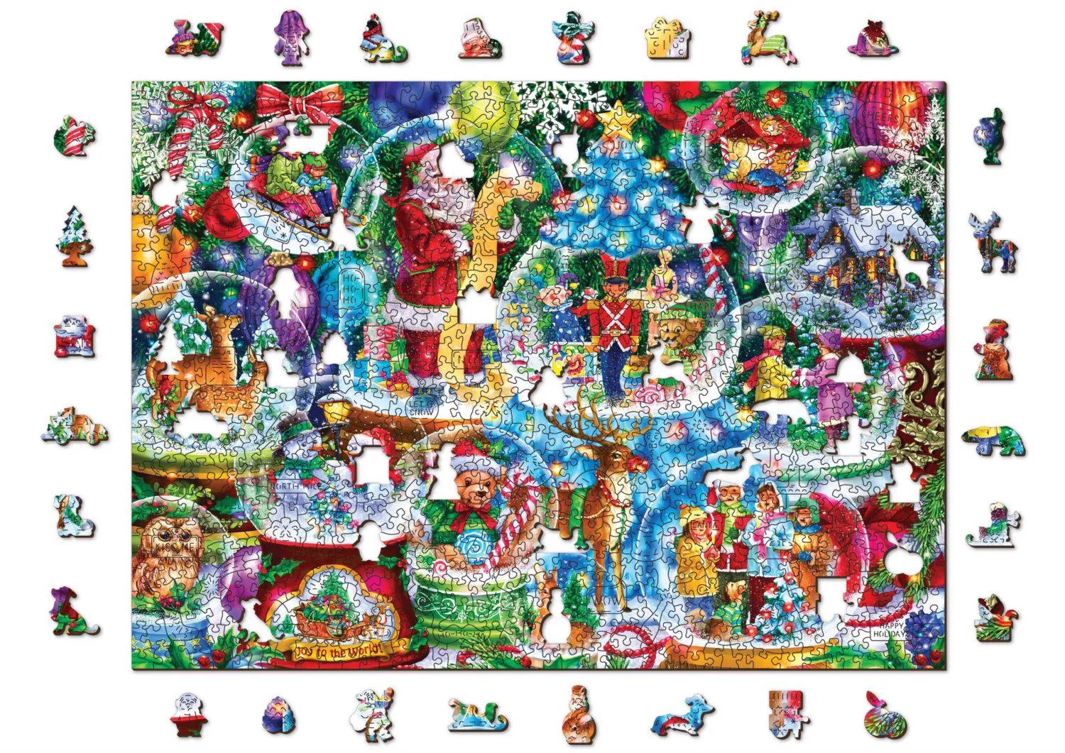 Puzzle Jul snöbollar i trä