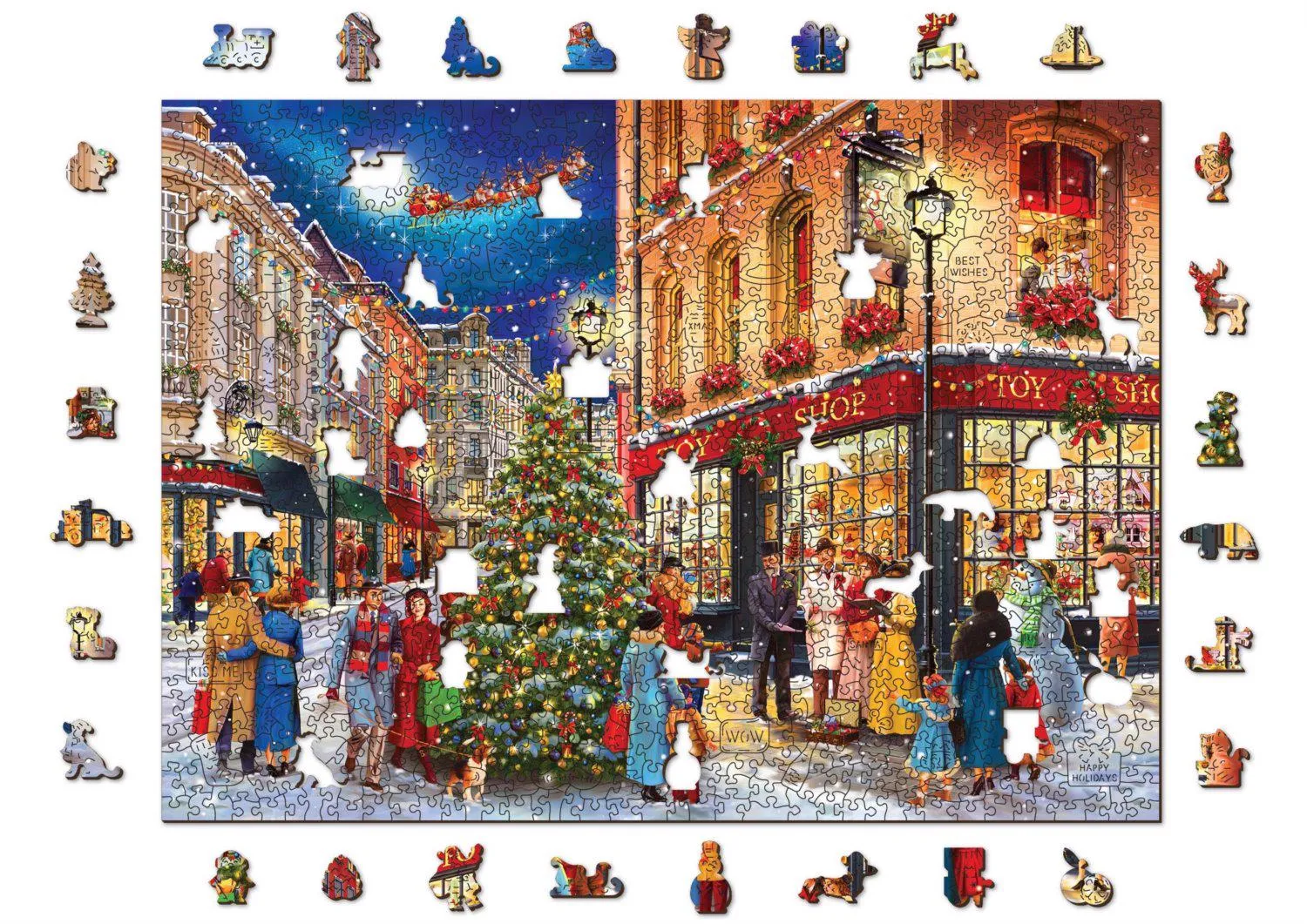 Puzzle Коледната улица дървена
