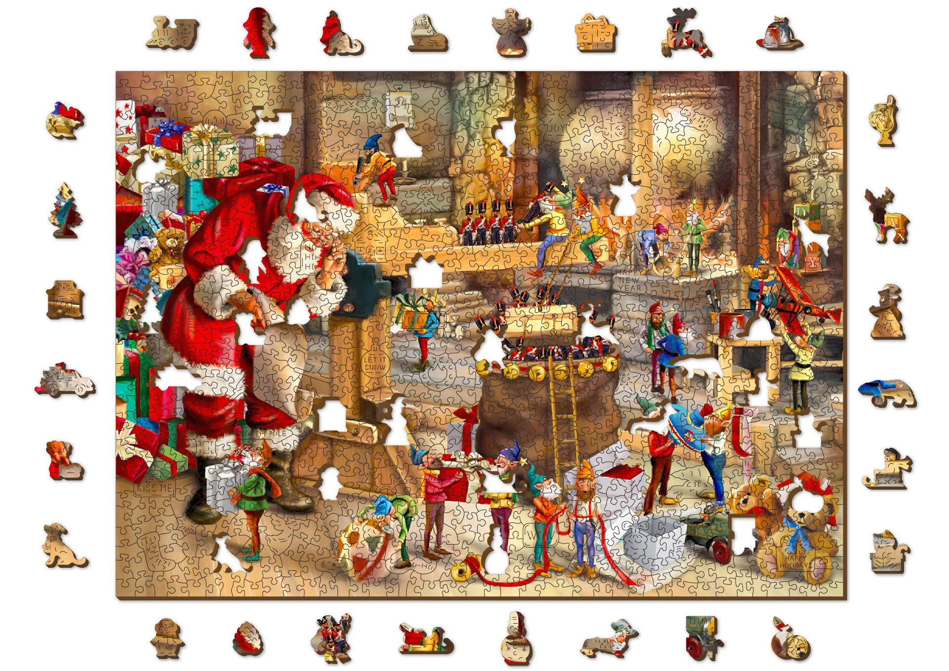 Puzzle Božičkova delavnica lesena