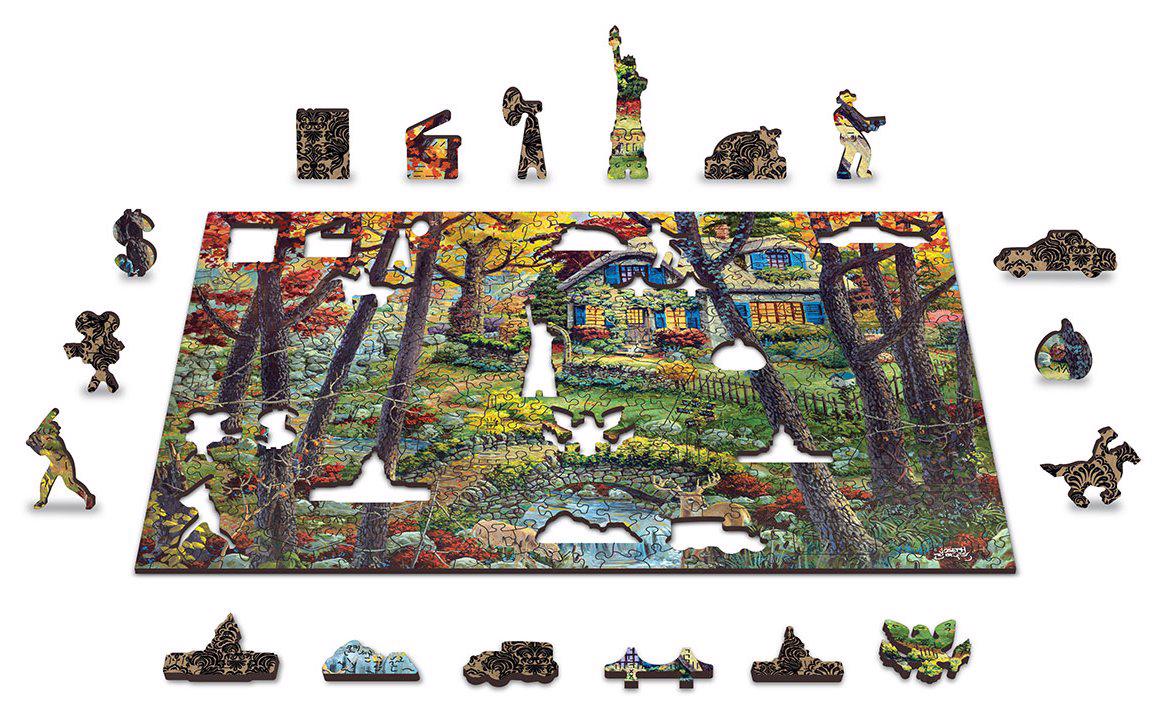 Puzzle Chata v lese - dřevěné