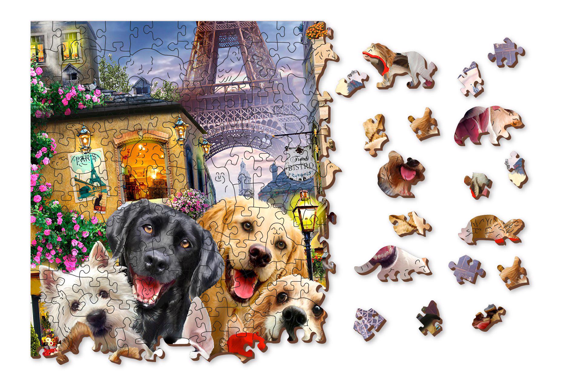 Puzzle Puppies in Paris - wooden