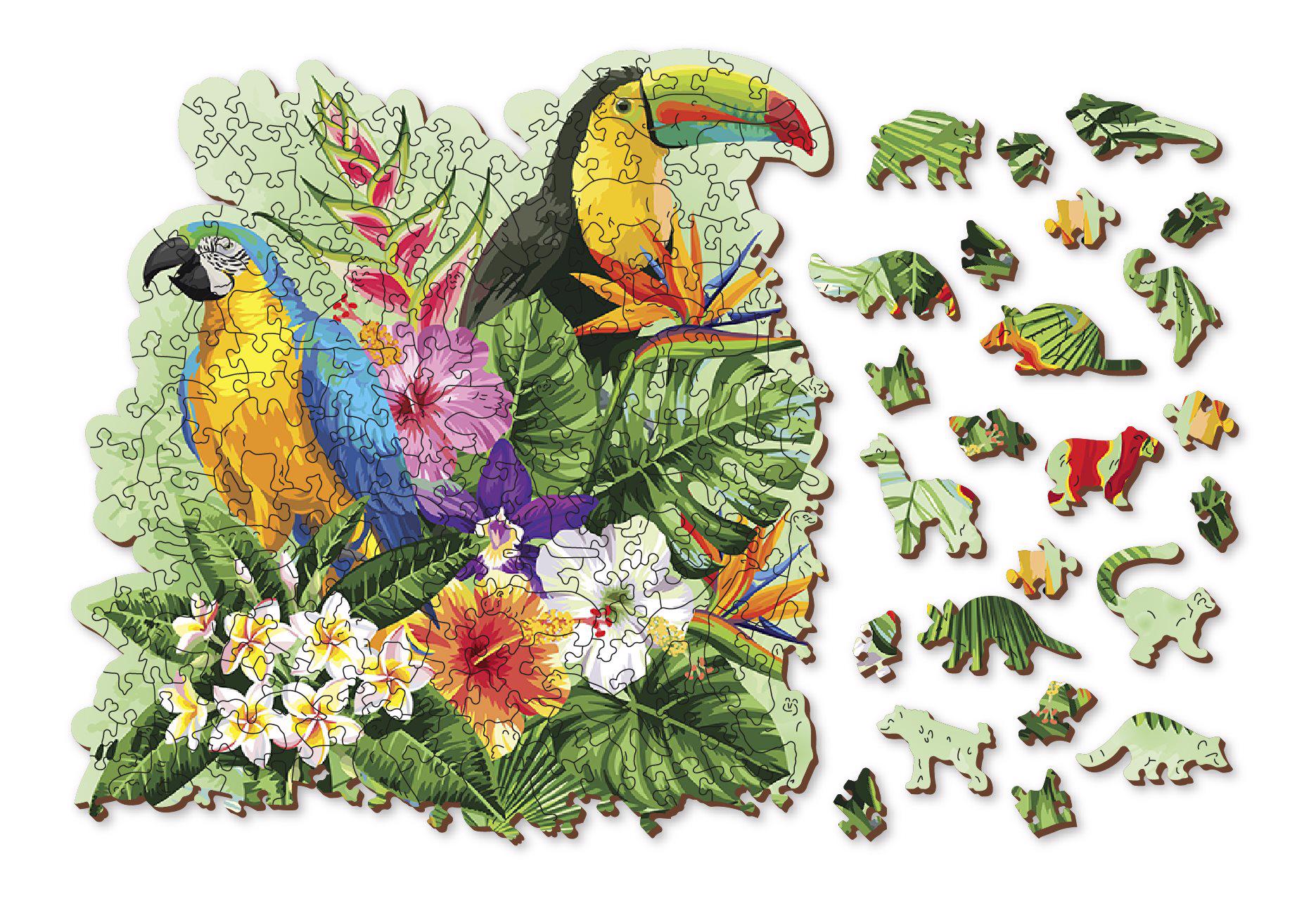 Puzzle Tropické ptáky - dřevěné