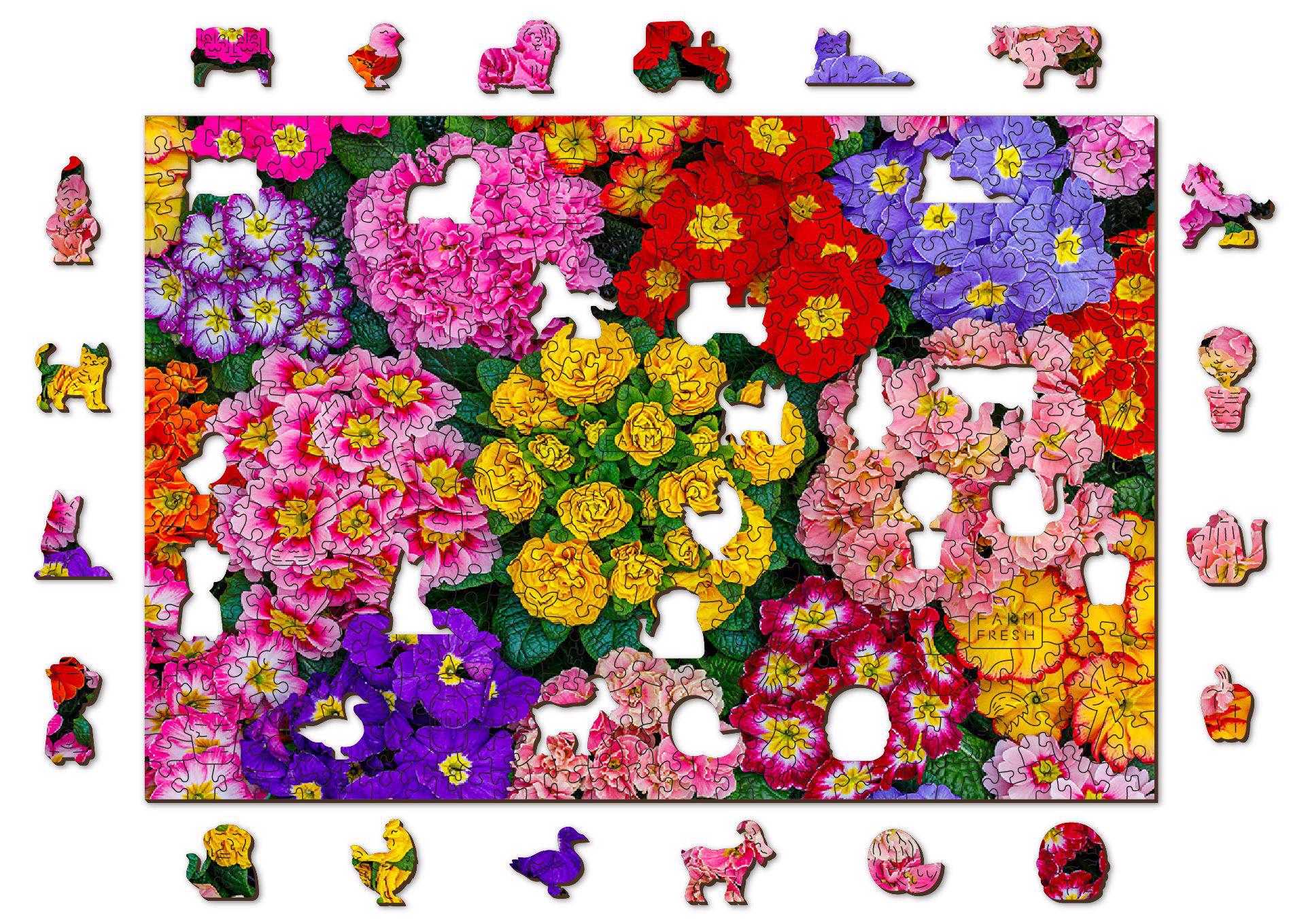 Puzzle Blooming Flowers - wooden