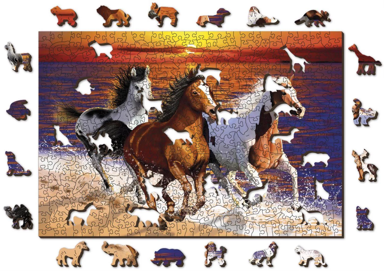 Puzzle Vilde heste på stranden 505