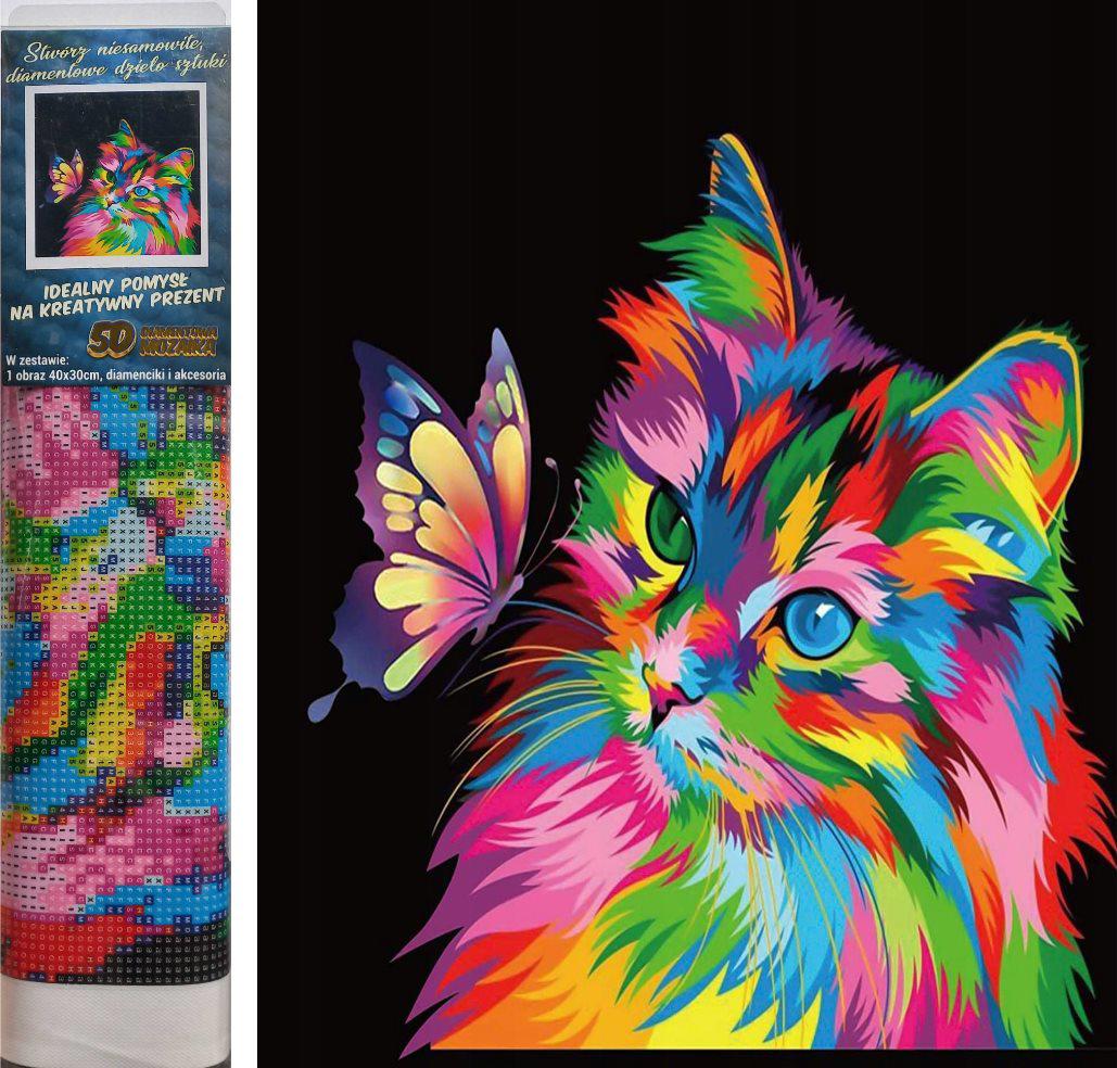 Puzzle Diamentowy obraz Farebná mačka 30x40cm