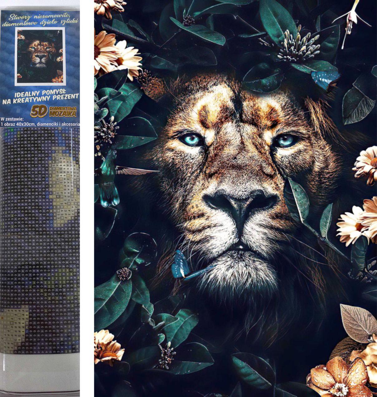 Puzzle Diamond Painting Hidden lion 30x40cm