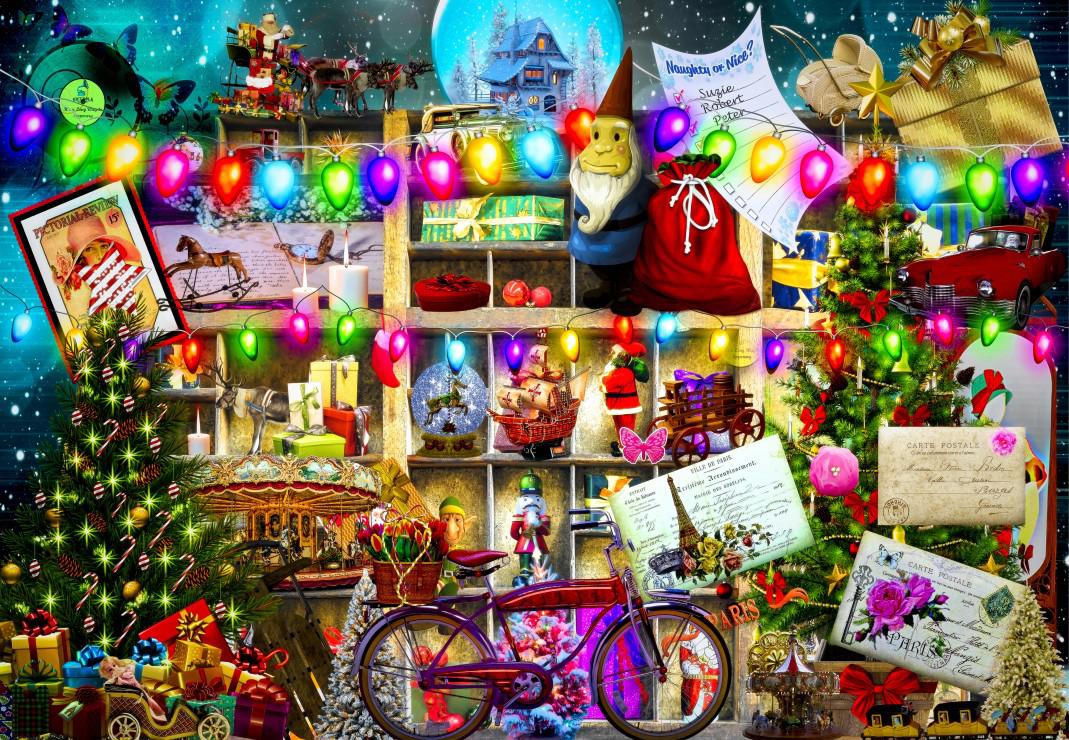 Puzzle Op de mooie lijst van de kerstman