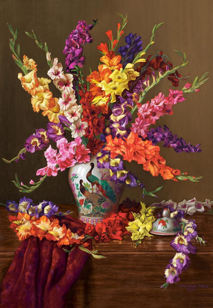 Puzzle Gladioli in Chinese Vase