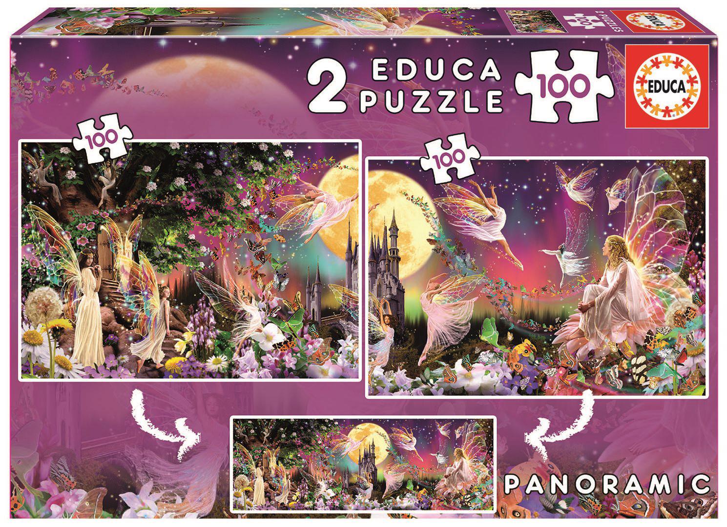 Puzzle 2x100 Panorama delle fate delle fiabe