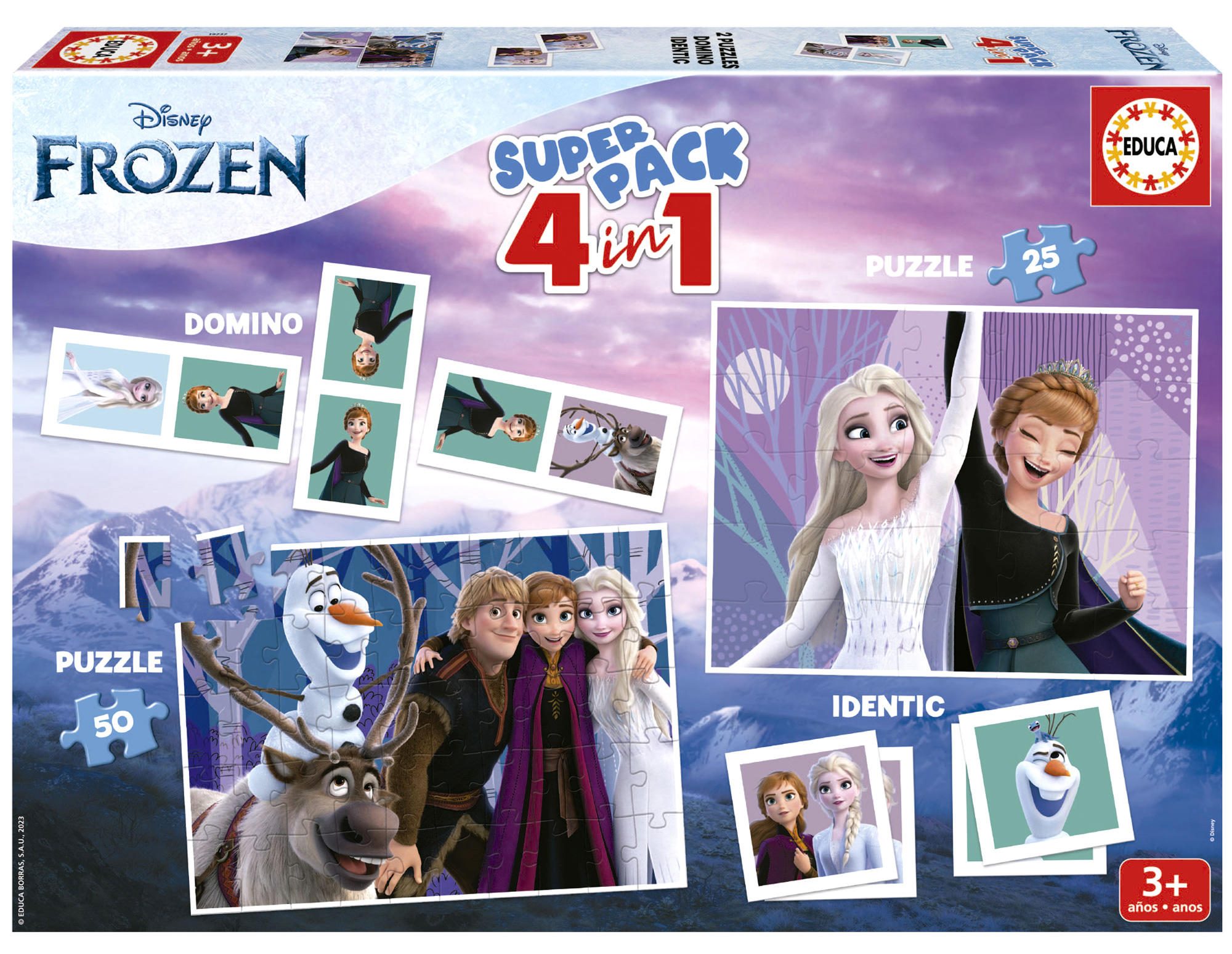 Puzzle 4v1 Frozen 2x puzzel, pexeso en domino