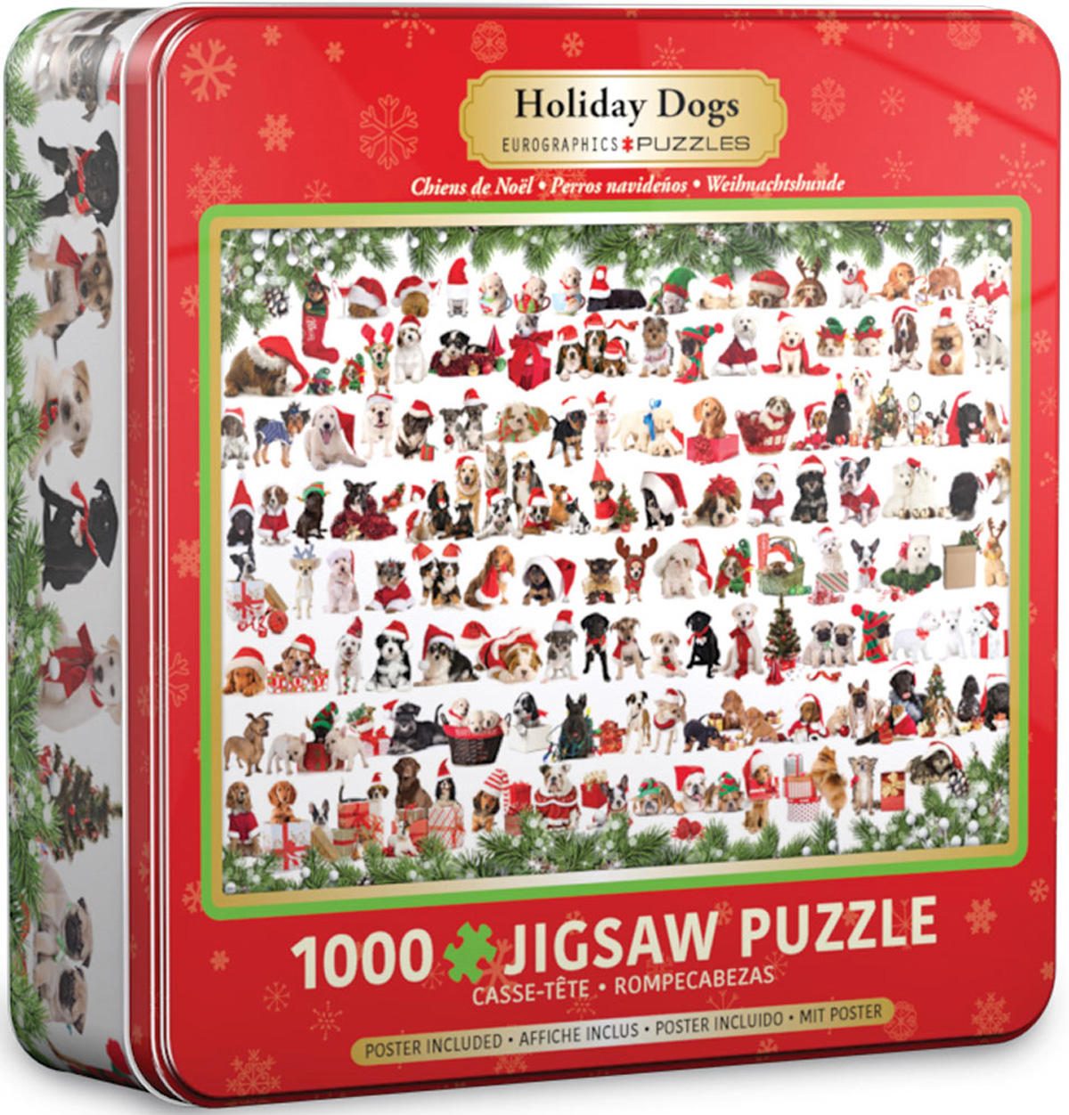 Puzzle Caja metálica - Lata Holiday Dogs