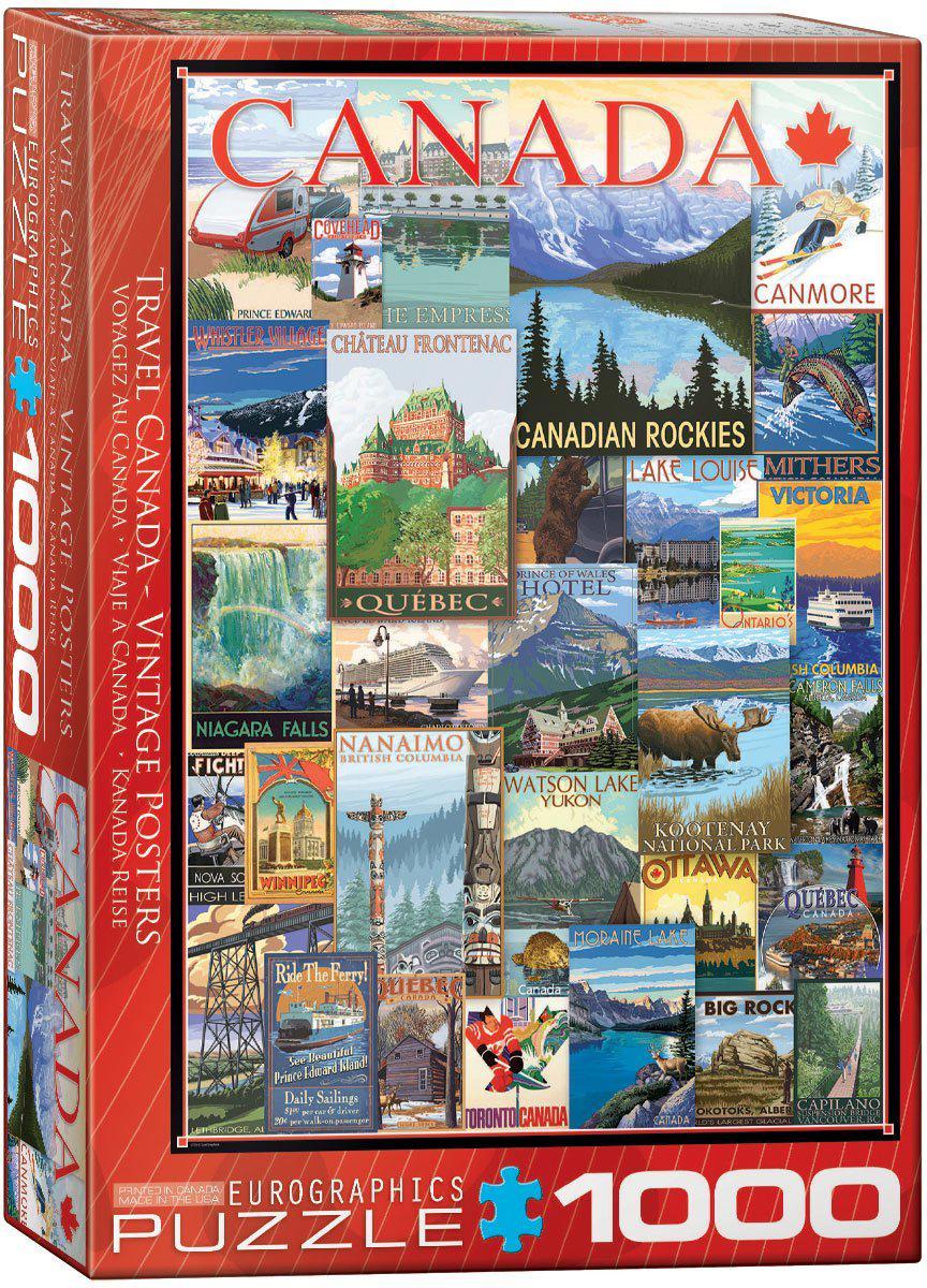 Puzzle Reise-Kanada-Weinlese-Plakate