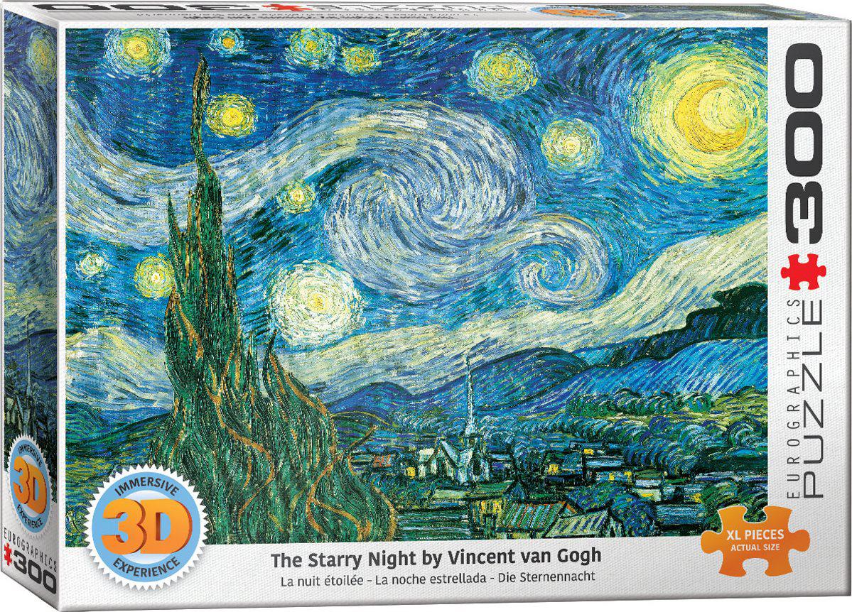 Puzzle 3D efekt: Vincent van Gogh: Hviezdna noc