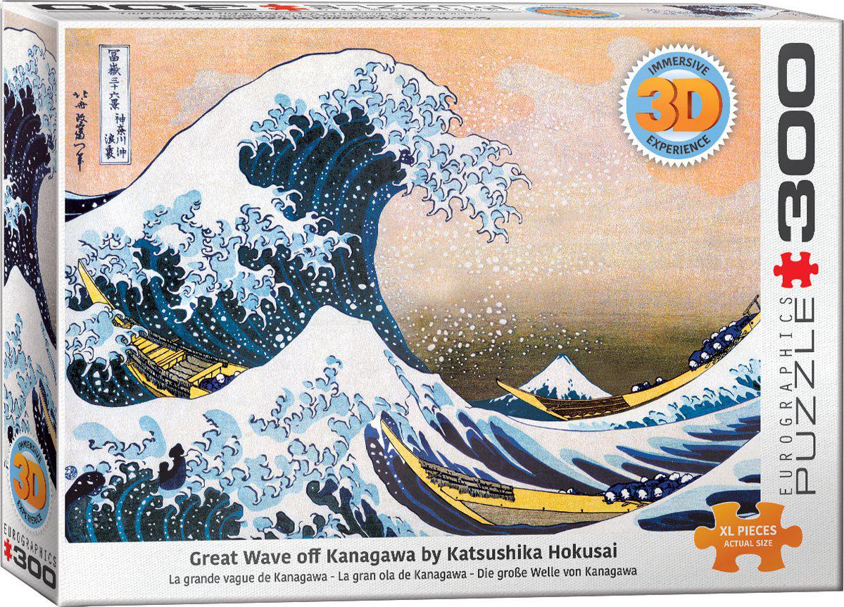 Puzzle 3D efekt: Hokusai: Veľká vlna Kanagawy