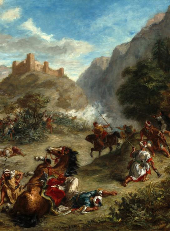 Delacroix Eugène: Arabs Skirmishing in the Mountains, 1863