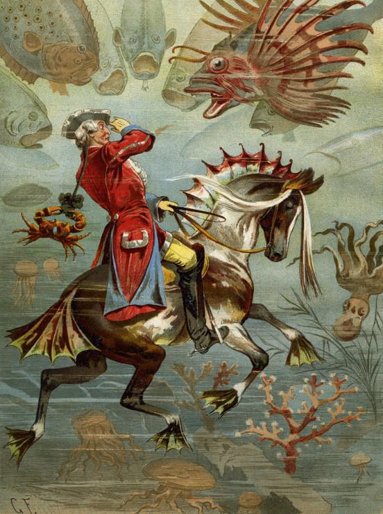Gottfried Franz: Baron Munchausen underwater, 1896