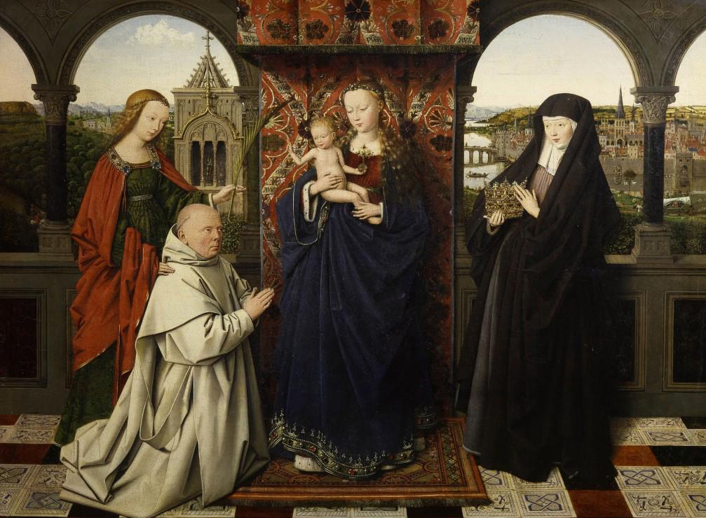 Puzzle Jan Van Eyck : Bogorodica s djetetom, sa svecima i donatorom
