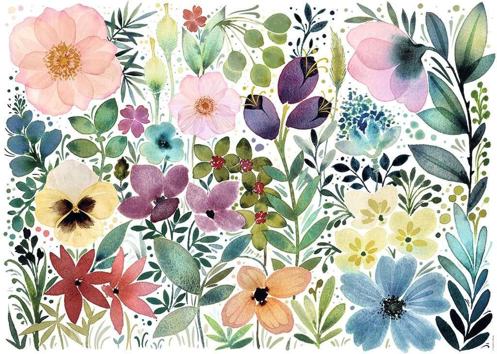 Puzzle Akvarelový herbár - krásne kvety