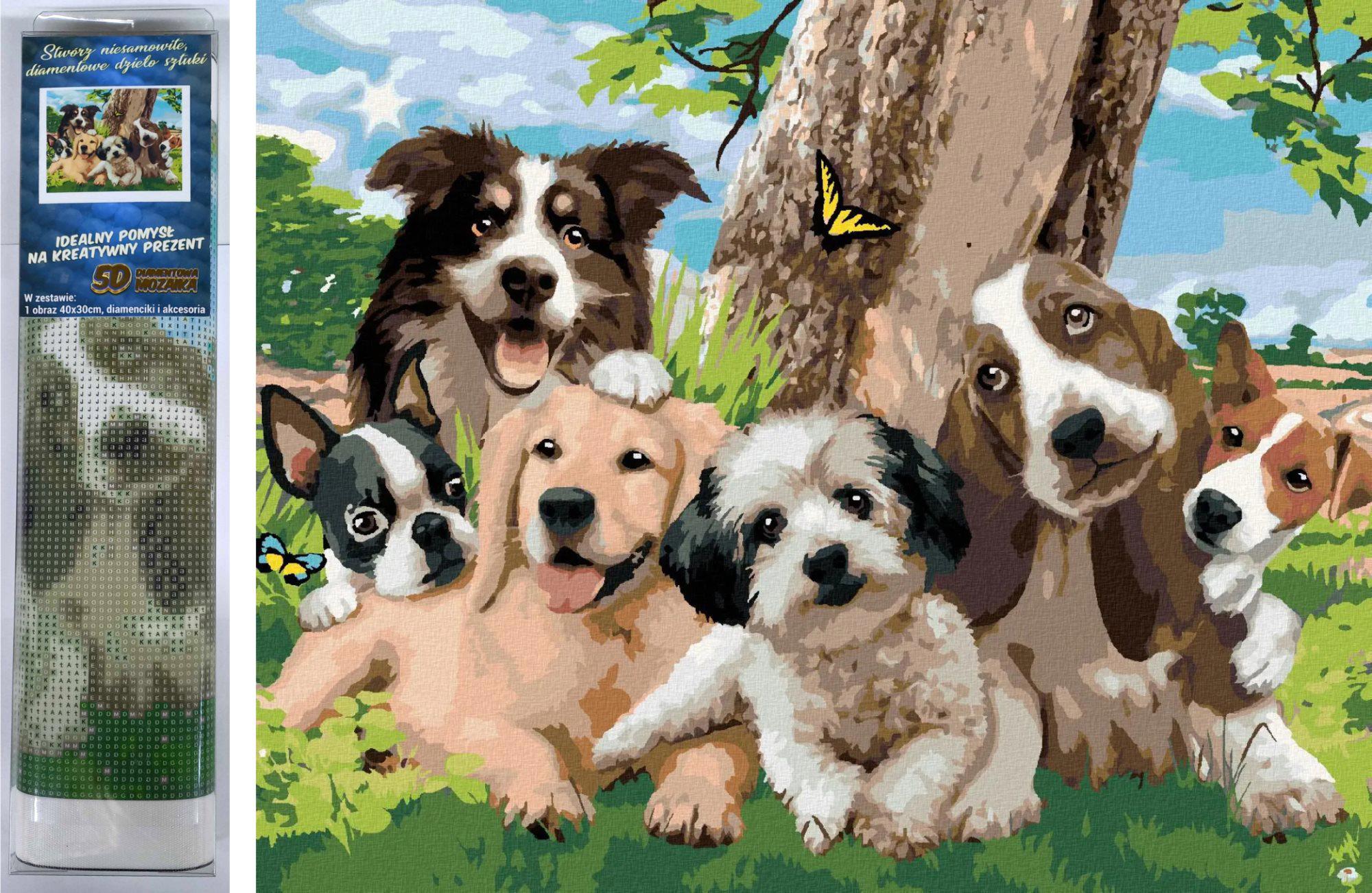 Puzzle Diamantový obraz: Veselá partia psíkov 30x40cm