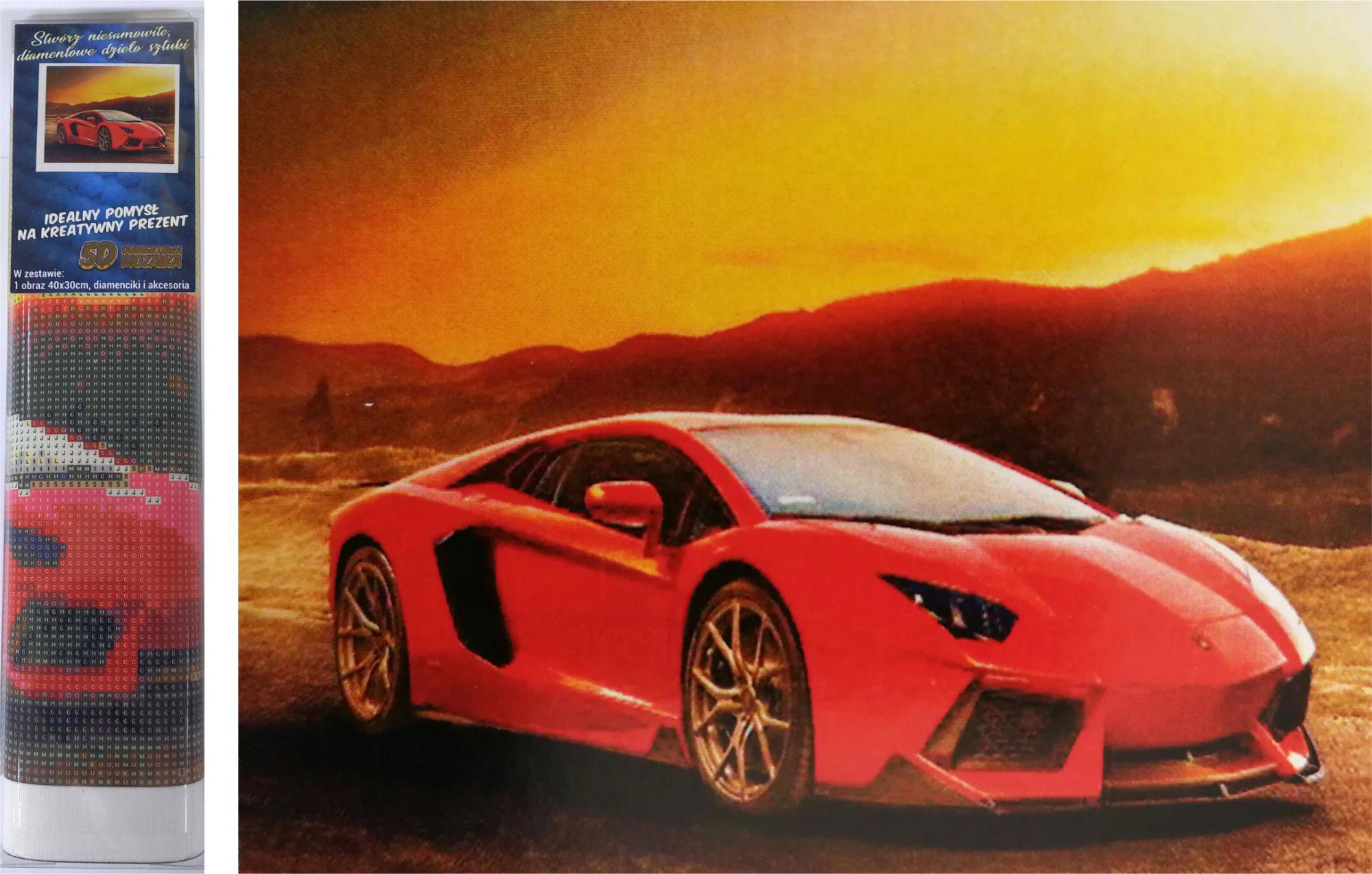Puzzle Diamantový obraz: Červené športové auto 30x40cm
